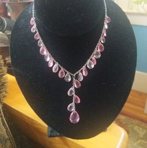Pink and clear beaded necklace